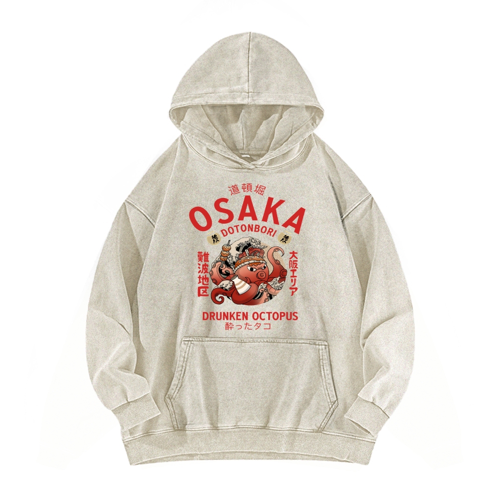 Tokyo-Assassin Osaka Drunken Octopus Vintage Washed Hoodie
