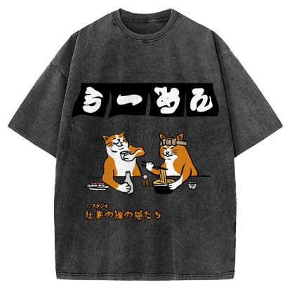 Drunken Cats Ramen Restaurant Vintage Washed T-shirt