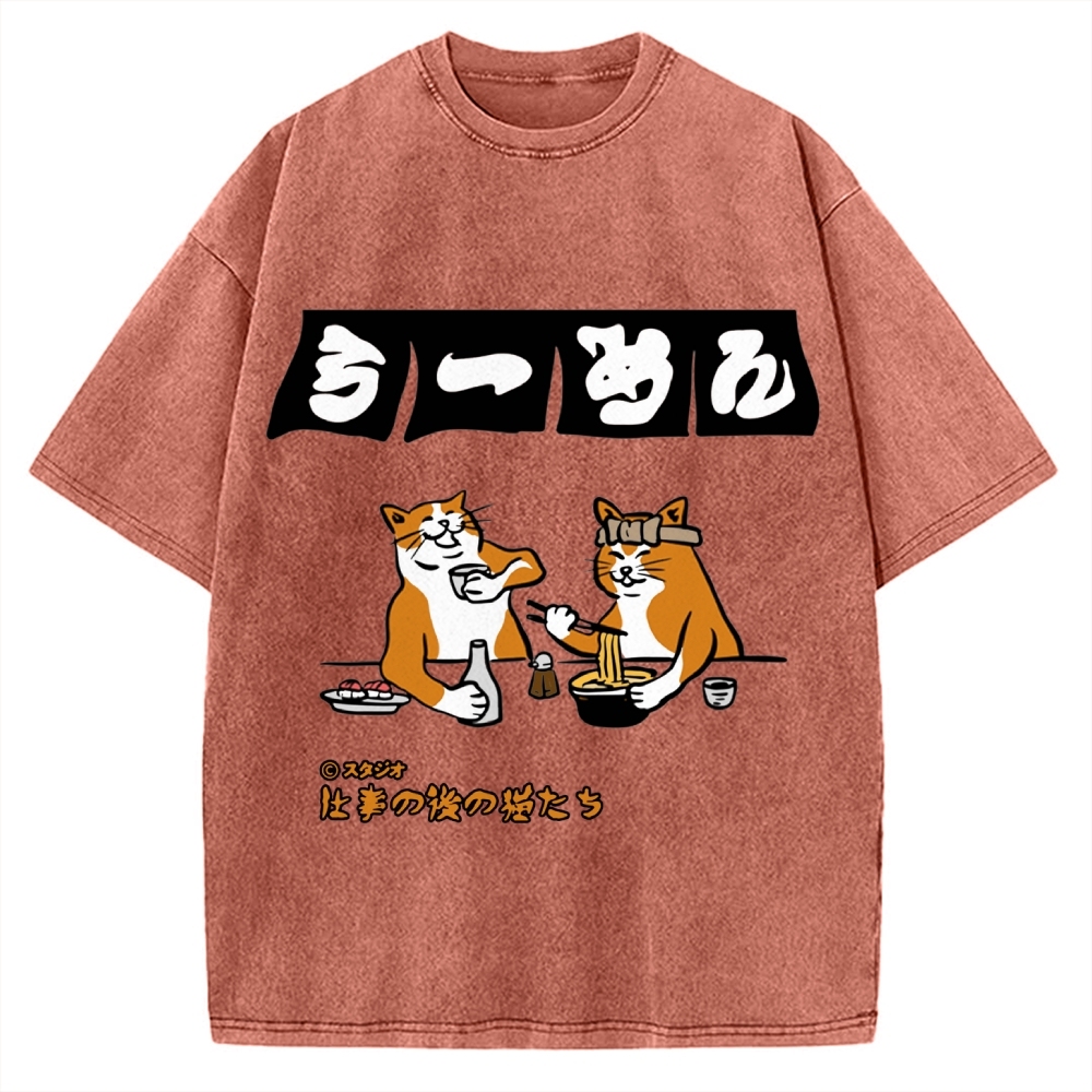 Drunken Cats Ramen Restaurant Vintage Washed T-shirt