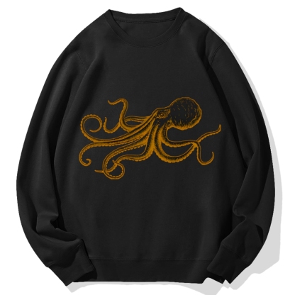 Octopus Japanese Calligraphy Cotton Sweatshirt