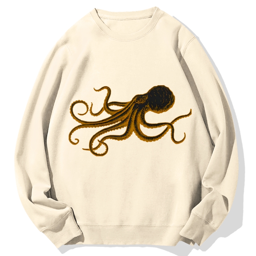 Octopus Japanese Calligraphy Cotton Sweatshirt