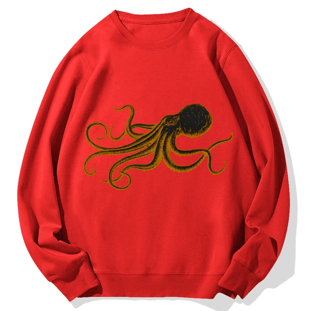 Octopus Japanese Calligraphy Cotton Sweatshirt