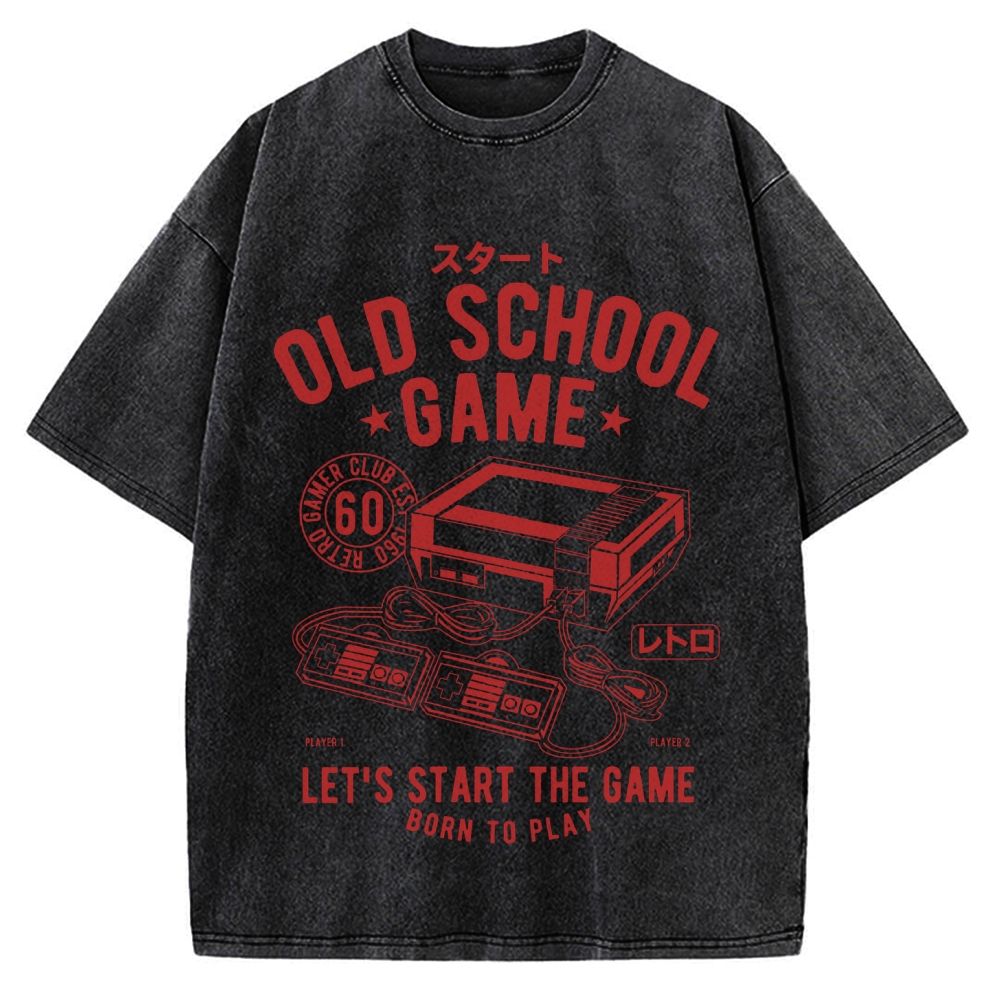 Japan Old School Game Vintage Washed T-shirt