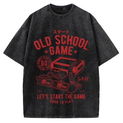 Japan Old School Game Vintage Washed T-shirt