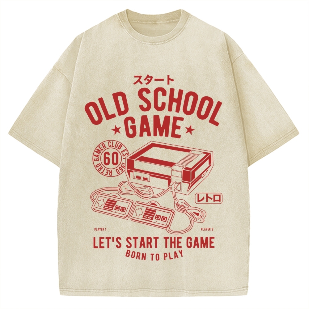 Japan Old School Game Vintage Washed T-shirt
