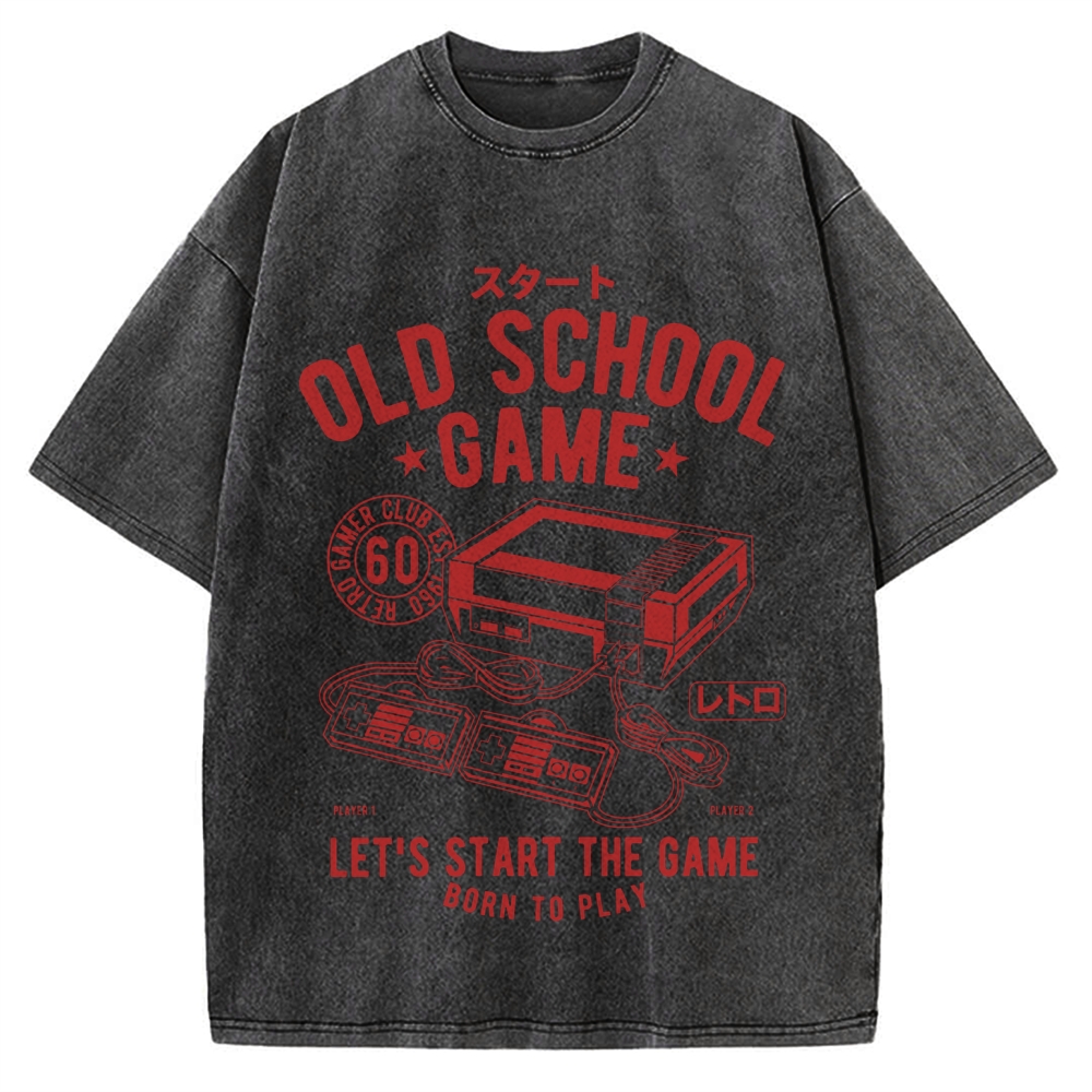 Japan Old School Game Vintage Washed T-shirt