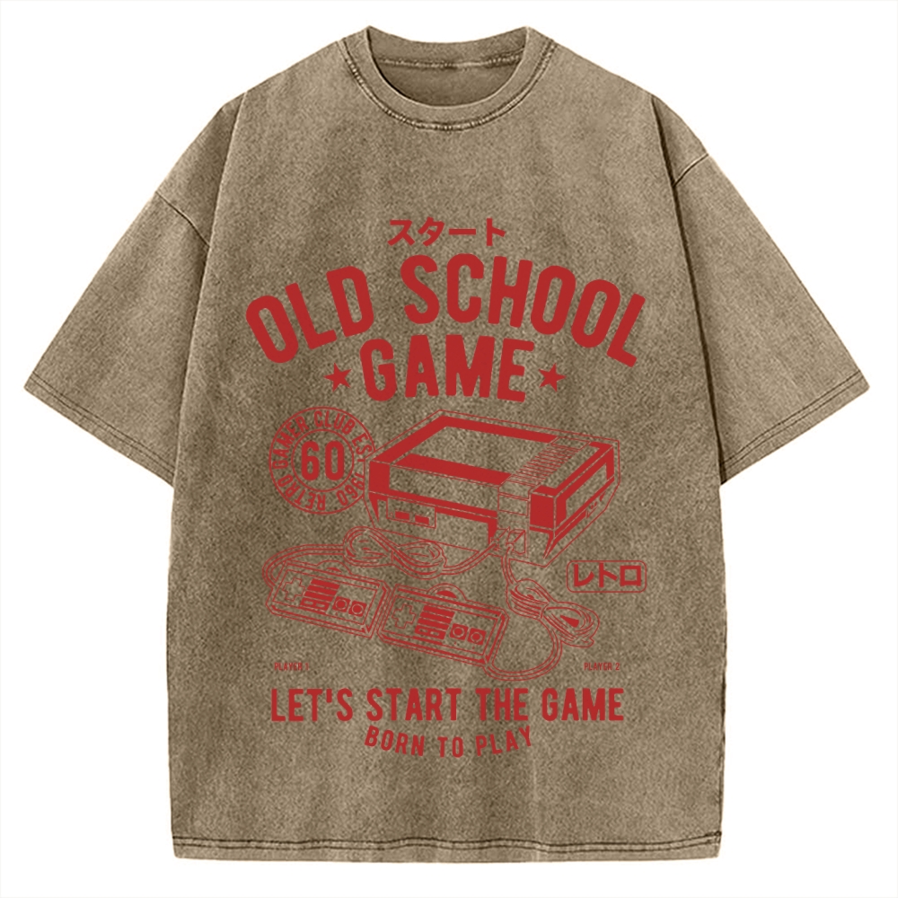 Japan Old School Game Vintage Washed T-shirt