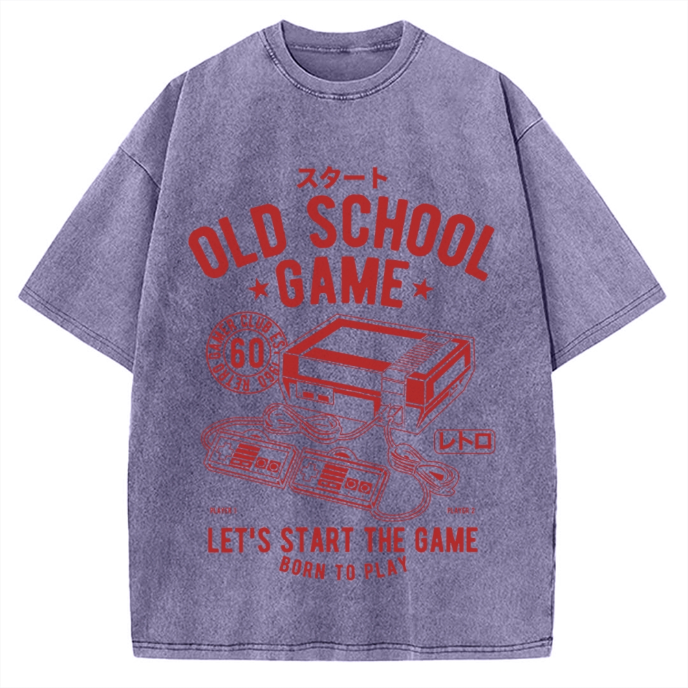 Japan Old School Game Vintage Washed T-shirt