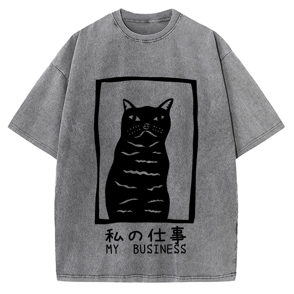 My Business Funny Cat Vintage Washed T-shirt