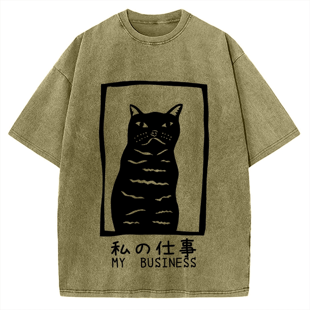 My Business Funny Cat Vintage Washed T-shirt
