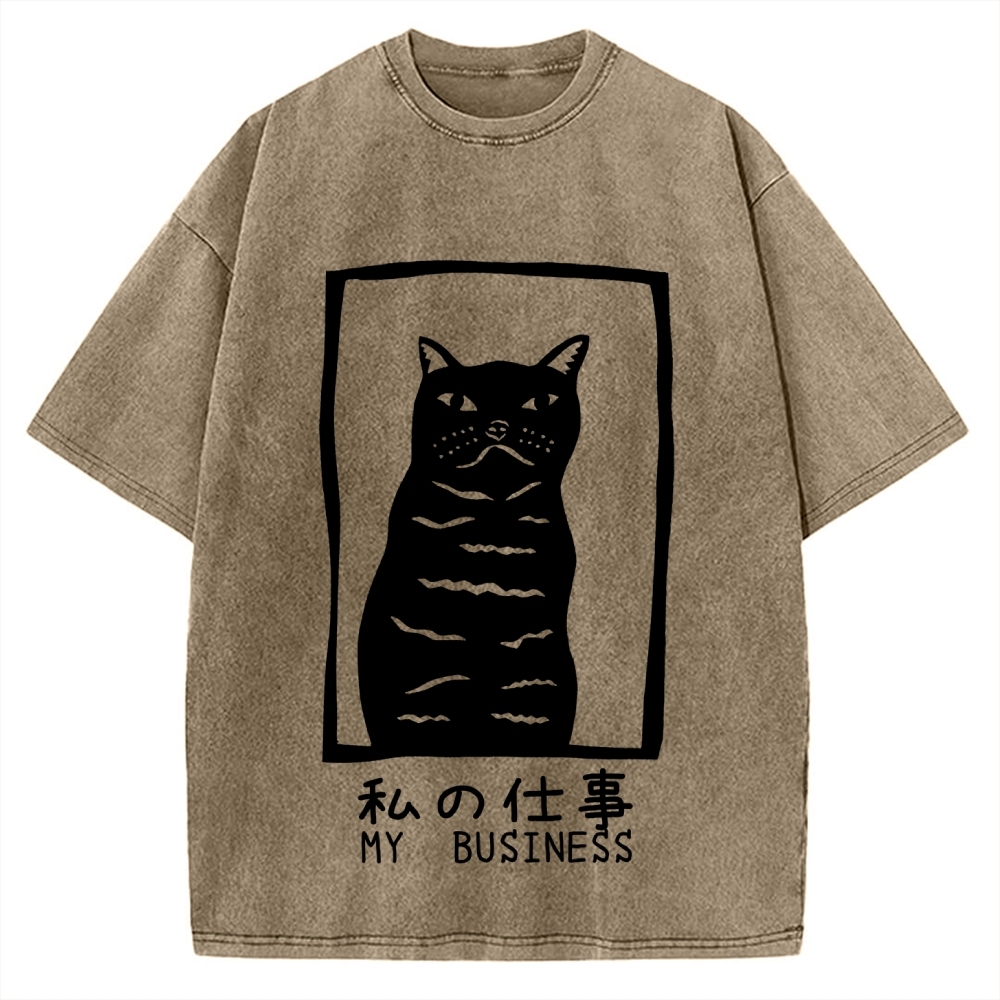 My Business Funny Cat Vintage Washed T-shirt
