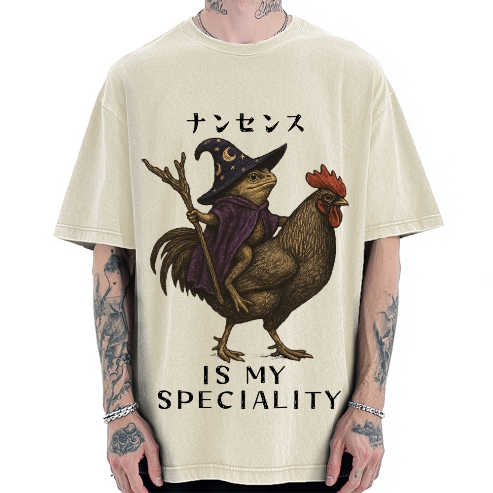 Nonsense Is My Speciality Funny Frog Vintage Washed T-shirt