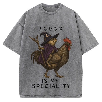 Nonsense Is My Speciality Funny Frog Vintage Washed T-shirt