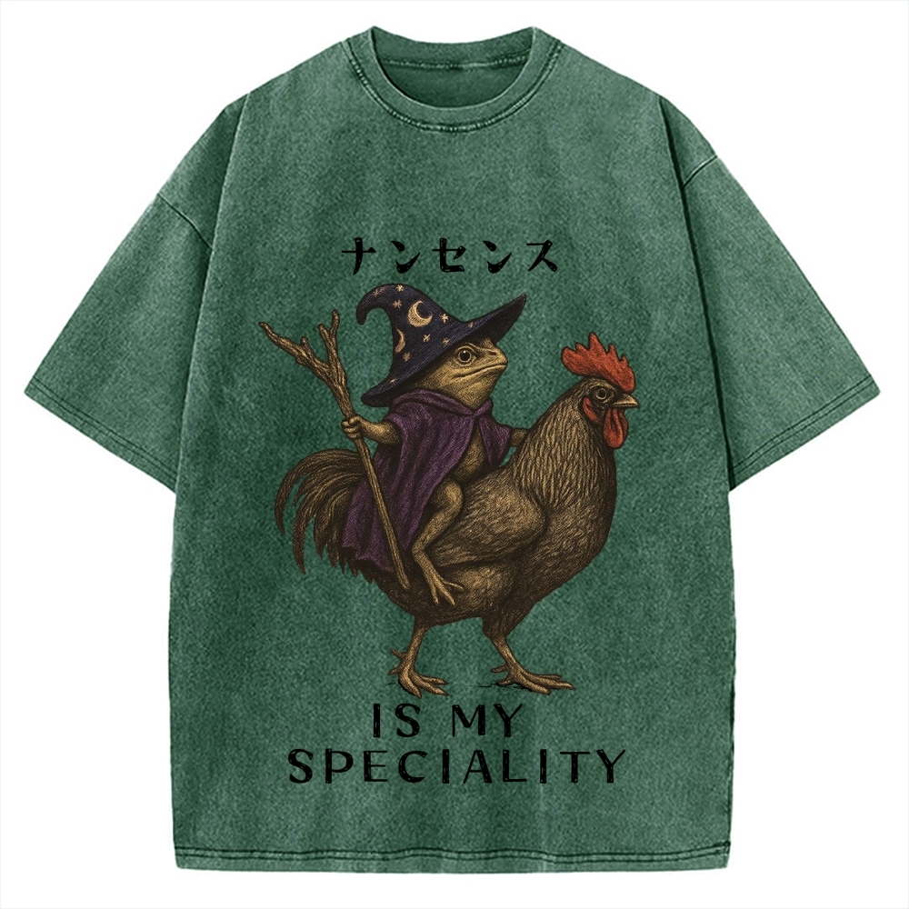 Nonsense Is My Speciality Funny Frog Vintage Washed T-shirt