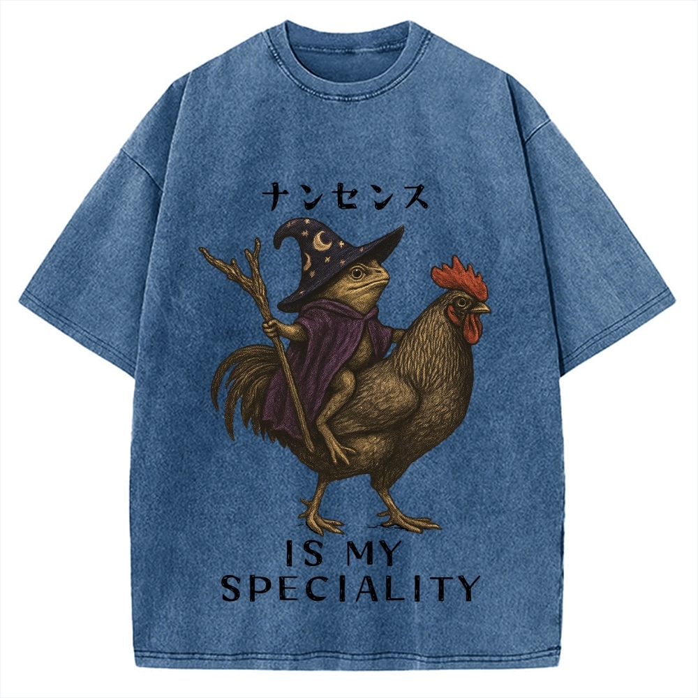 Nonsense Is My Speciality Funny Frog Vintage Washed T-shirt