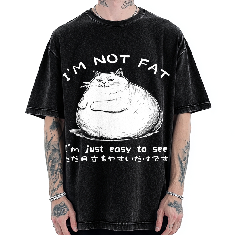 Funny Cat Fat Just Easy To See Vintage Washed T-shirt