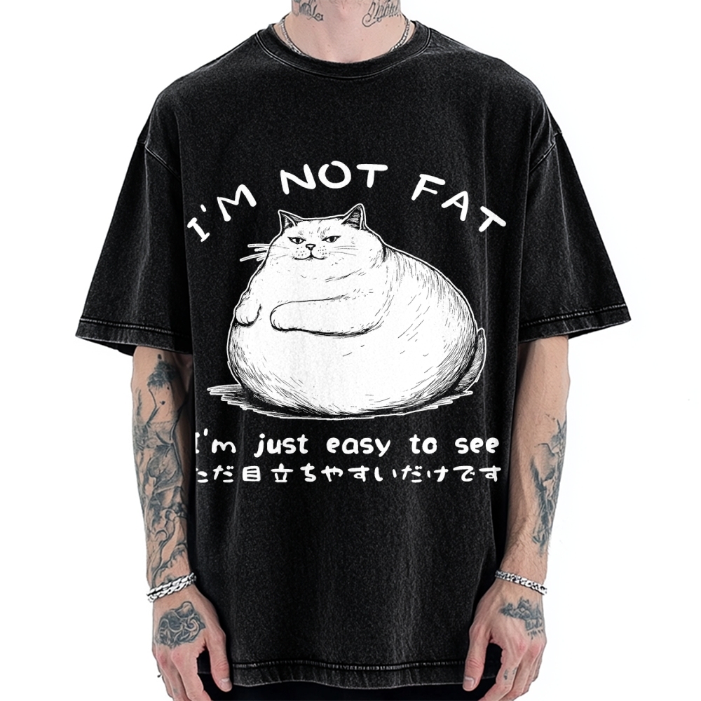 Funny Cat Fat Just Easy To See Vintage Washed T-shirt