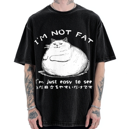 Funny Cat Fat Just Easy To See Vintage Washed T-shirt