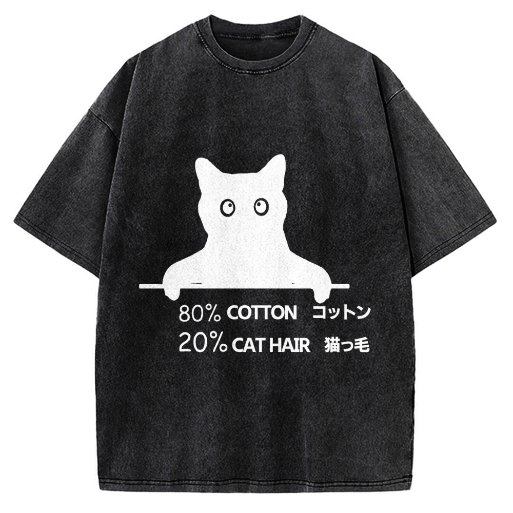 80% Cotton 20% Cat Hair Vintage Washed T-shirt