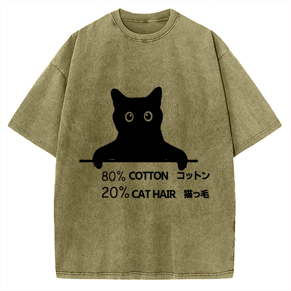 80% Cotton 20% Cat Hair Vintage Washed T-shirt