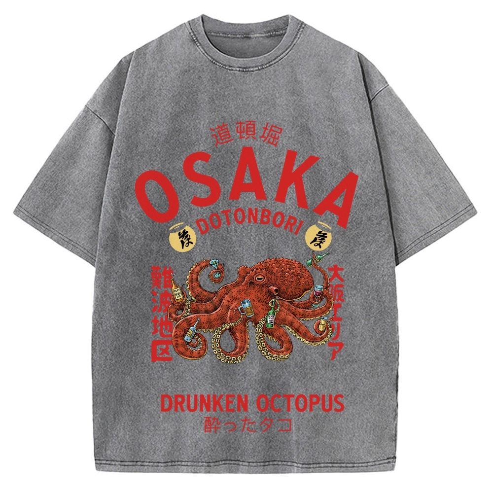 Osaka Dotonbori Drunken Octopus Vintage Washed T-shirt