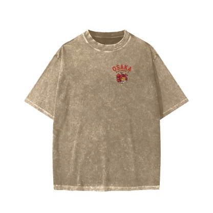 Tokyo-Assassin Osaka Drunken Octopus Eating Ramen Front And Back Printing Washed T-shirt