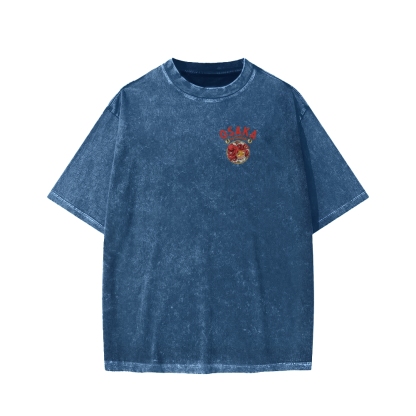 Tokyo-Assassin Osaka Drunken Octopus Eating Ramen Front And Back Printing Washed T-shirt