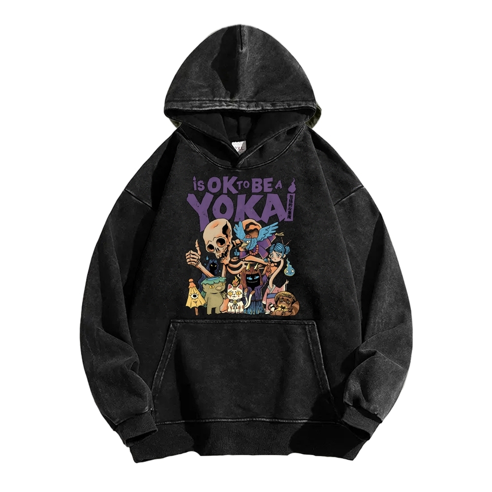 OK Yokai Japanese Ghost Vintage Washed Hoodie
