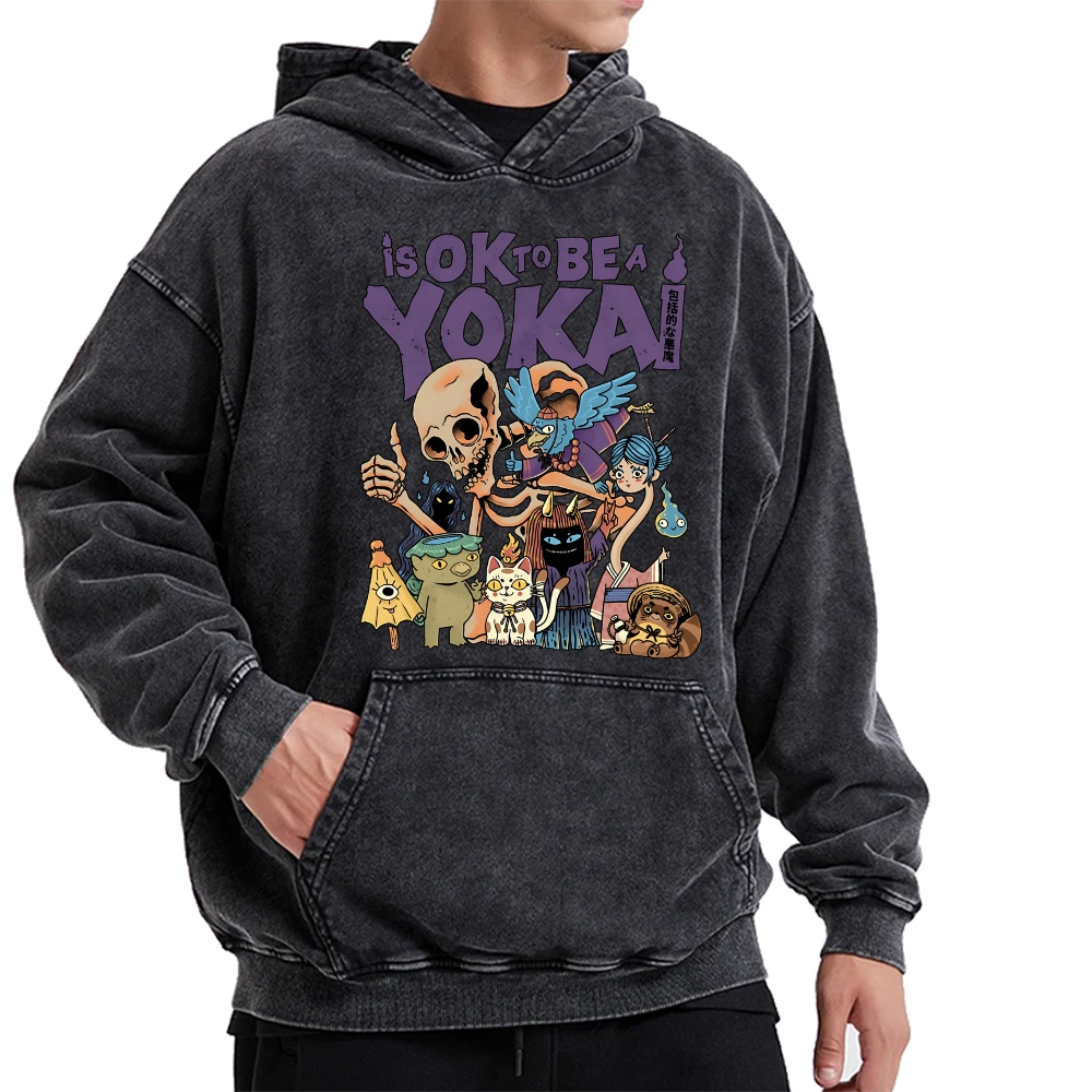 Tokyo-Assassin OK Yokai Japanese Ghost Vintage Washed Hoodie