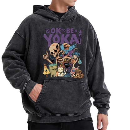 Tokyo-Assassin OK Yokai Japanese Ghost Vintage Washed Hoodie