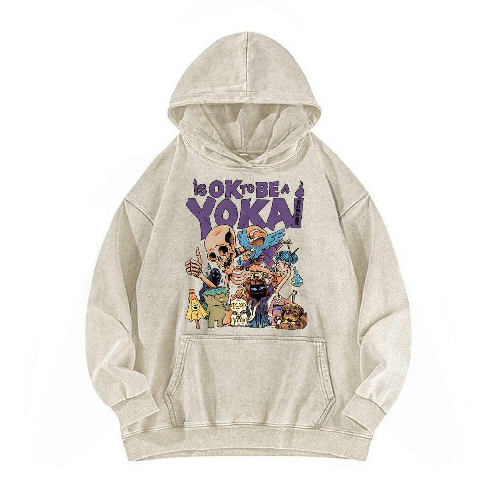 Tokyo-Assassin OK Yokai Japanese Ghost Vintage Washed Hoodie