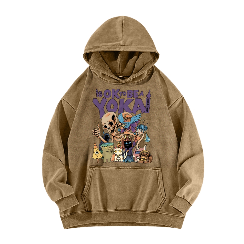 Tokyo-Assassin OK Yokai Japanese Ghost Vintage Washed Hoodie