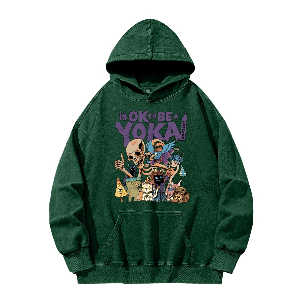 Tokyo-Assassin OK Yokai Japanese Ghost Vintage Washed Hoodie