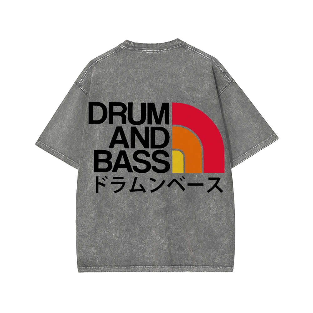Tokyo-Assassin Drum And Bass Front And Back Printing Washed T-shirt