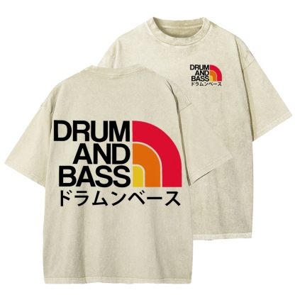 Tokyo-Assassin Drum And Bass Front And Back Printing Washed T-shirt
