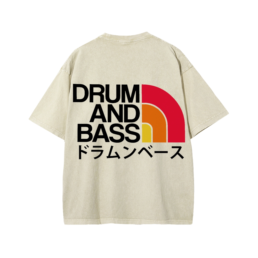 Tokyo-Assassin Drum And Bass Front And Back Printing Washed T-shirt