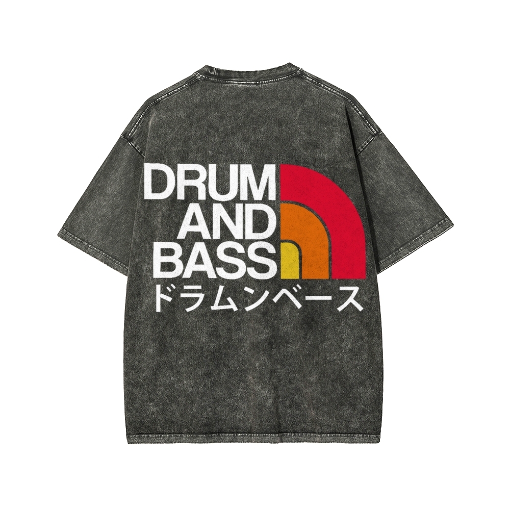 Tokyo-Assassin Drum And Bass Front And Back Printing Washed T-shirt