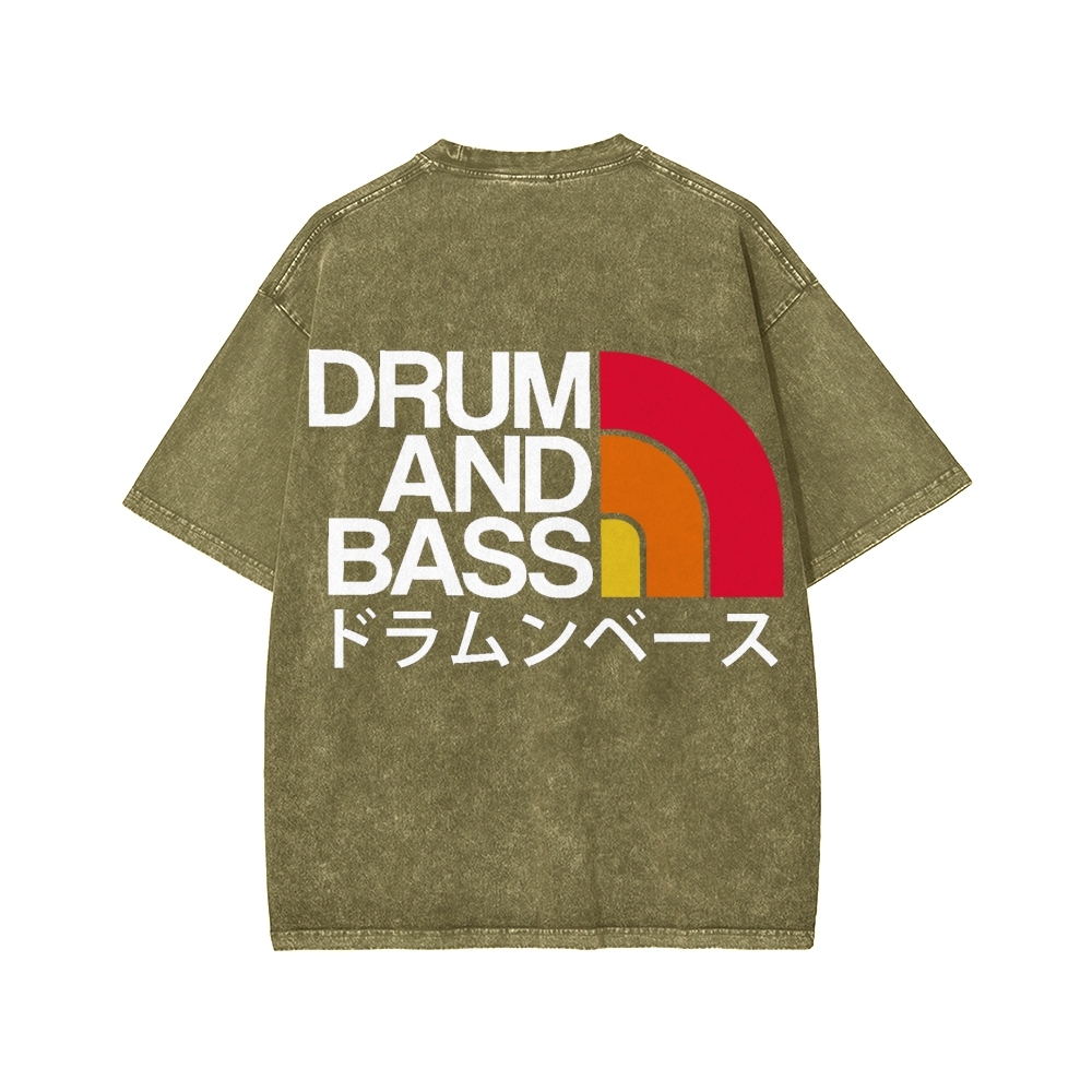 Tokyo-Assassin Drum And Bass Front And Back Printing Washed T-shirt