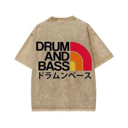 Tokyo-Assassin Drum And Bass Front And Back Printing Washed T-shirt