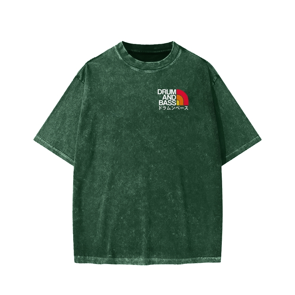 Tokyo-Assassin Drum And Bass Front And Back Printing Washed T-shirt