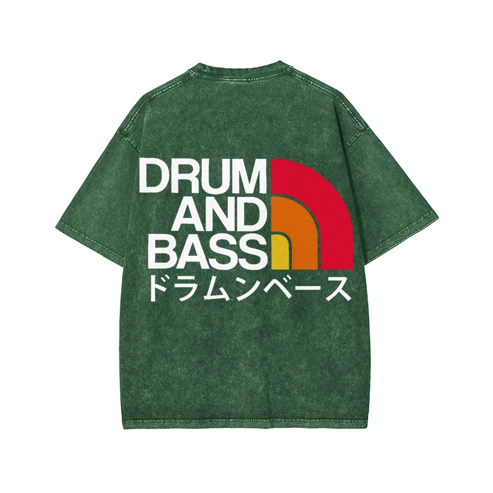 Tokyo-Assassin Drum And Bass Front And Back Printing Washed T-shirt