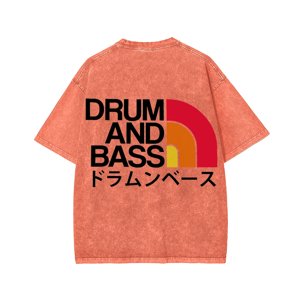 Tokyo-Assassin Drum And Bass Front And Back Printing Washed T-shirt