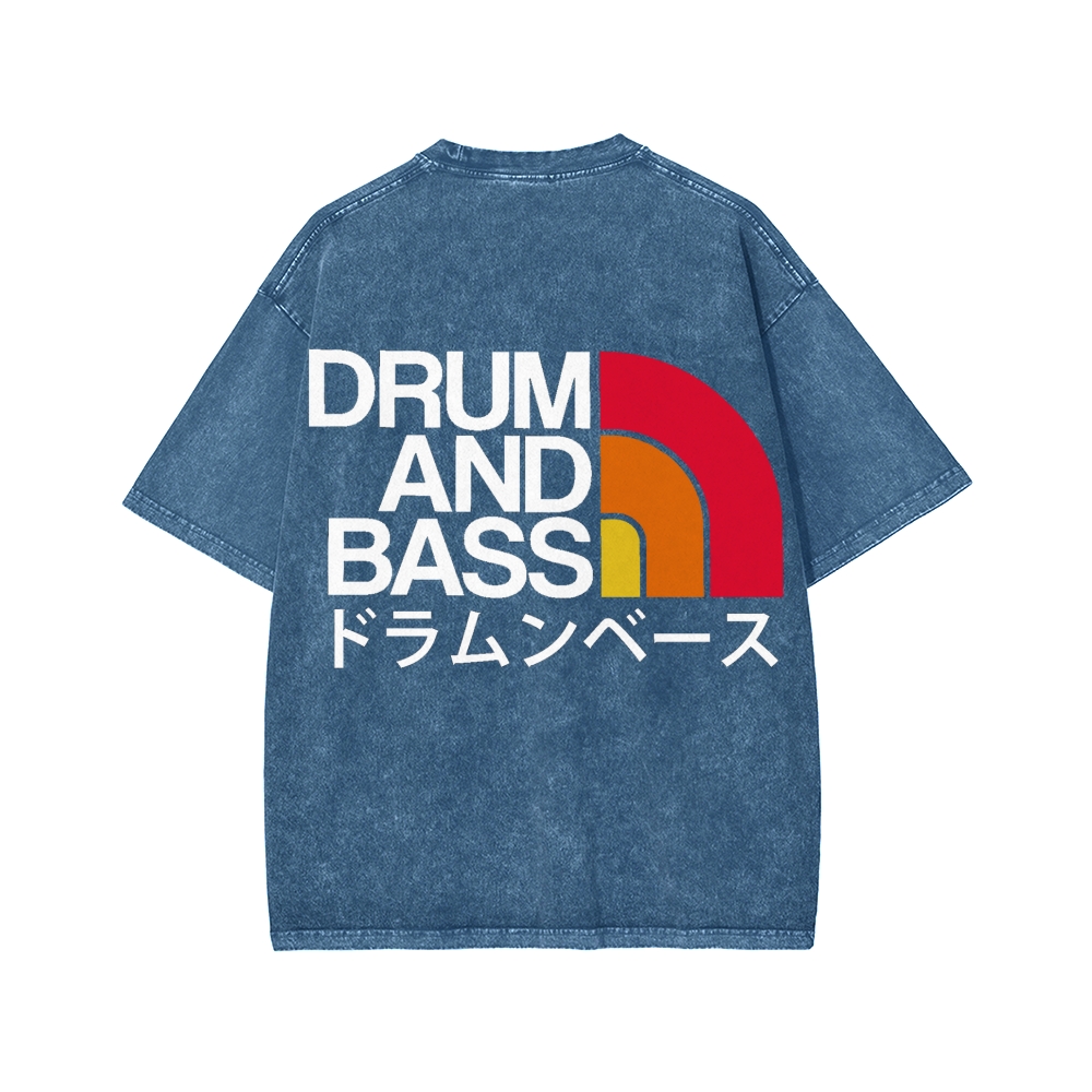 Tokyo-Assassin Drum And Bass Front And Back Printing Washed T-shirt