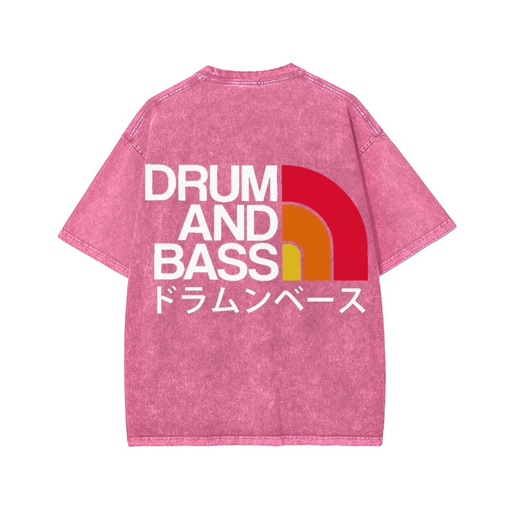 Tokyo-Assassin Drum And Bass Front And Back Printing Washed T-shirt