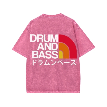 Tokyo-Assassin Drum And Bass Front And Back Printing Washed T-shirt