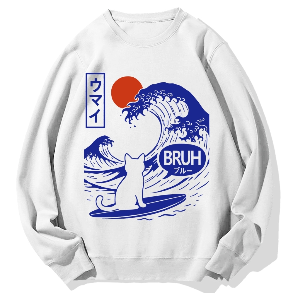 Great Wave Cat Cotton Sweatshirt