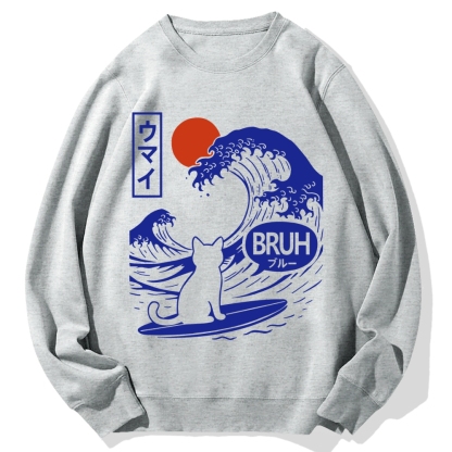 Great Wave Cat Cotton Sweatshirt