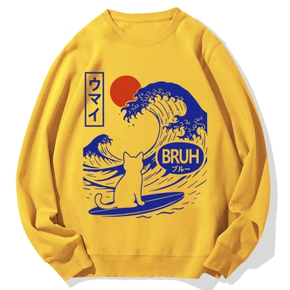 Great Wave Cat Cotton Sweatshirt