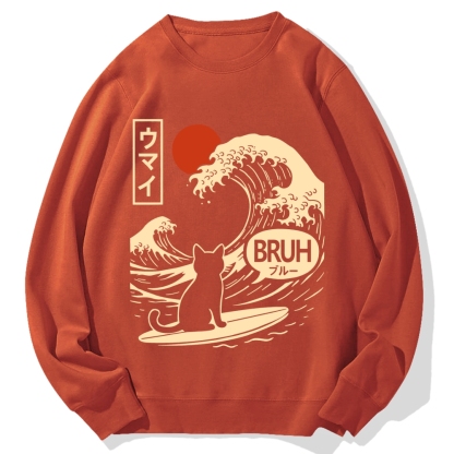 Great Wave Cat Cotton Sweatshirt