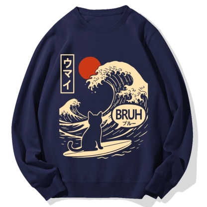 Great Wave Cat Cotton Sweatshirt